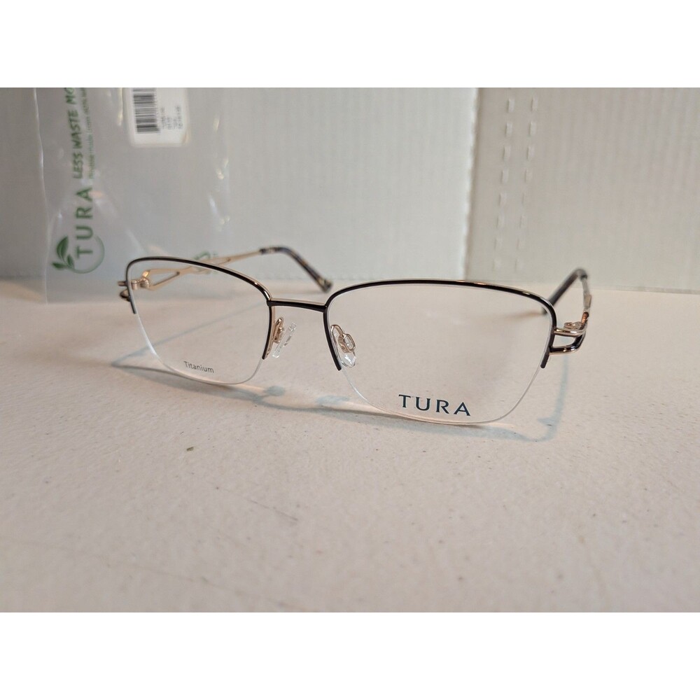 Tura R135 BRN - Brown & Gold Titanium Eyeglass Frames - 52-16-135 - NWT